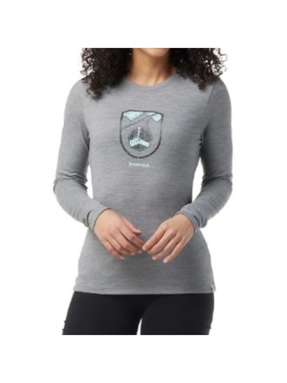 SMARTWOOL Gondola Ride Graphic wool long sleeve shirt crewneck grey size small